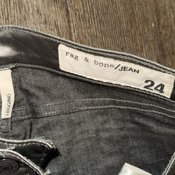 Rag & Bone Leggings Skinny Jeans Pewter Metallic - Picture 8 of 12